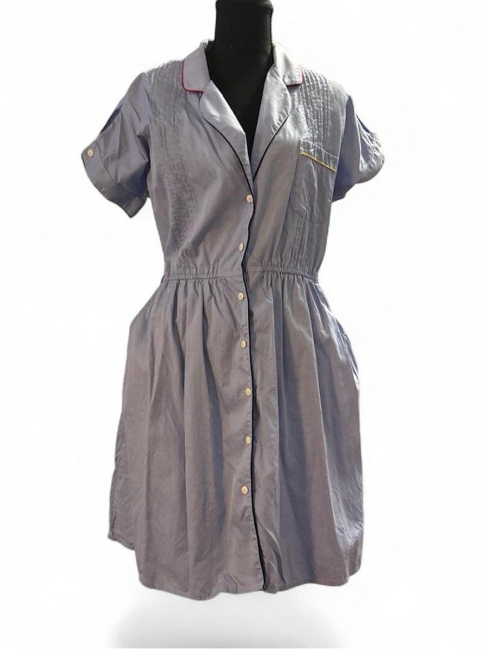 Steven Alan Light Blue Short-Sleeve Button Front Midi Dress